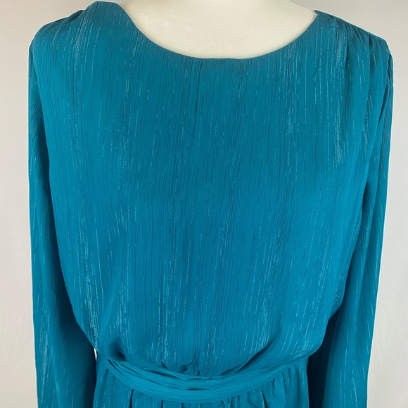 Long Trumpet Sleeve Amelia Dress in Ocean Depths, Size XL - Picture 7 of 10